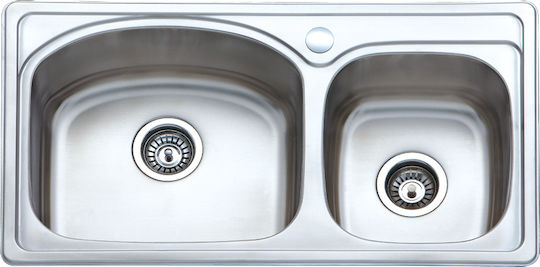 ecoSink Drop-In Linkshänder Satiniert 85x46cm Silber