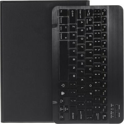 Backlight Version Klappdeckel Synthetisches Leder mit Tastatur Englisch US Schwarz (iPad 2019/2020/2021 10.2'')