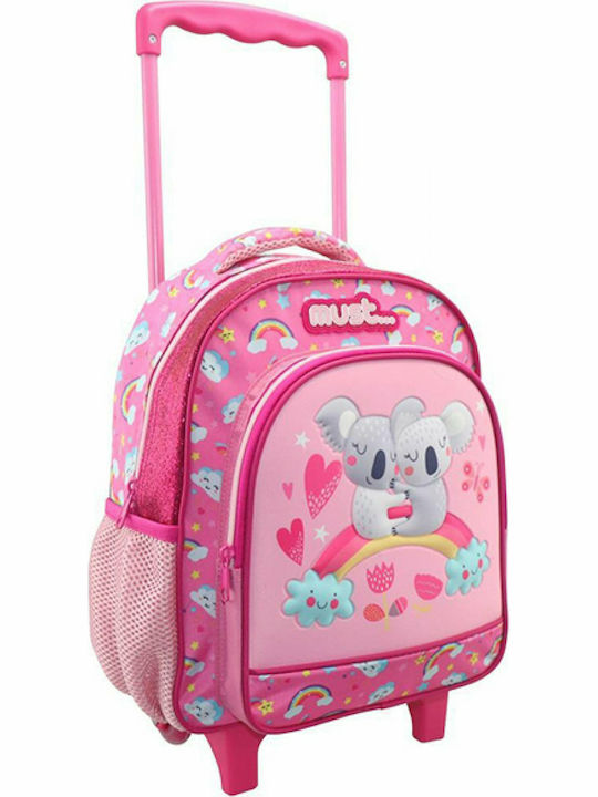 Must Soft Koala 3D School Bag Trolley Kindergarten in Pink color 8lt