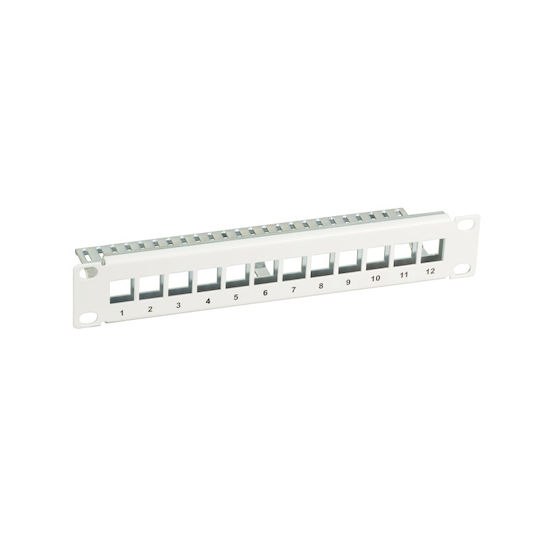 EFB Patch Panel Keystone για Rack 1U 10" 12 Θυρών Λευκό