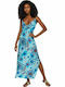 Desigual Capri Women's Maxi Dress Beachwear Turquoise