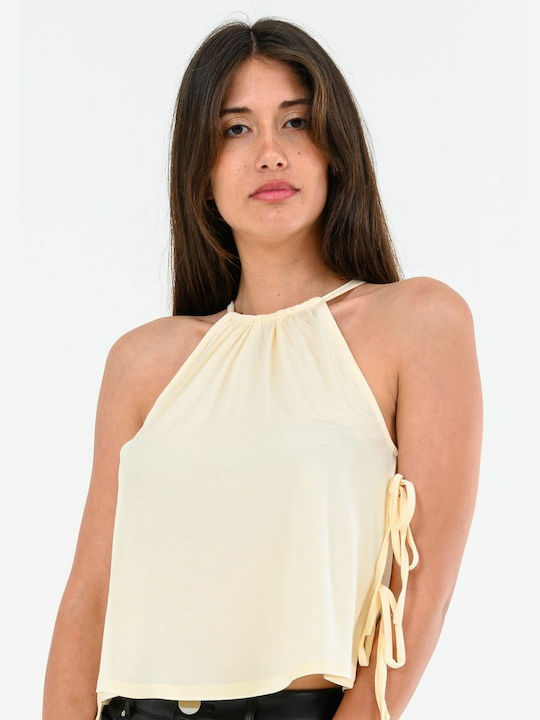 Kendall + Kylie Damen Sommerliche Bluse Ärmellos Cream