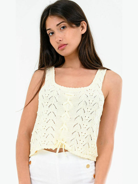 Women's Summer Crop Top Cotton with Straps Cream