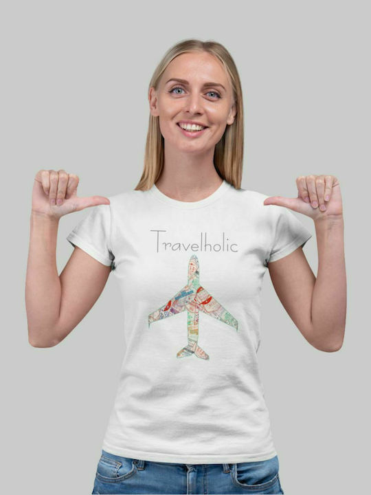Travelholic w t-shirt - WHITE