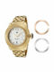 Glam Rock Damen Uhr mit Gold Metallarmband