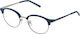 Sting Metal Eyeglass Frame Blue VST181 0502
