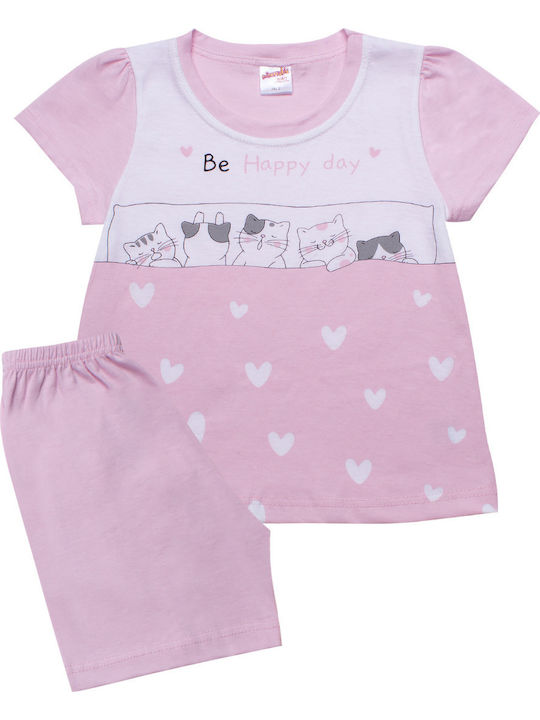 Minerva Kids' Pajamas Summer Pink Happy