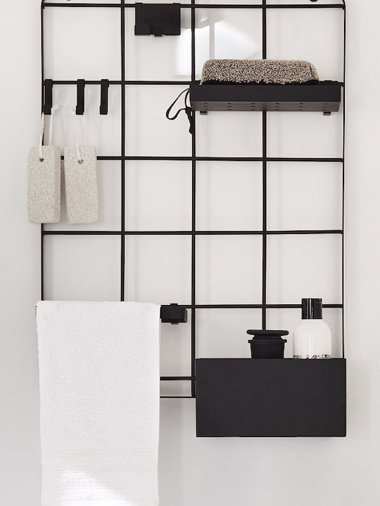 Kleine Wolke Framework Grid Wall Mounted Bathroom Shelf Metallic with 3 Shelves 40x17x54cm Black