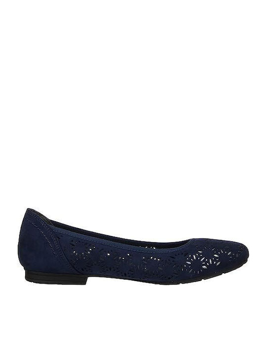 Jana Lederne Damen Ballerinas in Marineblau Farbe