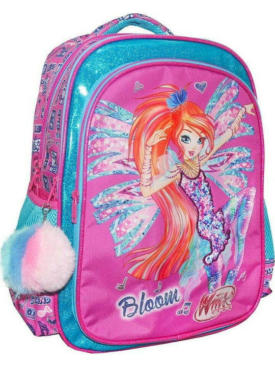 Diakakis Winx 32x18x43cm School Bag Backpack Elementary, Elementary in Pink color 25lt