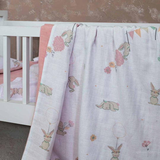 Nima Decke Kinderbett Bunny Love Baumwolle Rosa 100x140cm