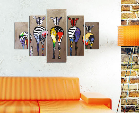 HomeMarkt Colorful Zebras Πεντάπτυχος Πίνακας Ξύλινος 56x92cm HomeMarkt Colorful Zebras Πεντάπτυχος Πίνακας Ξύλινος 56x92cm