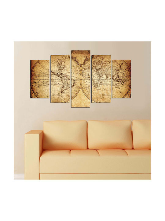 HomeMarkt Vintage World Map Fivefold Painting 100x60cm