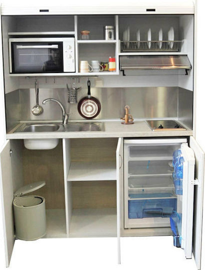 Silver KΣ160 KΣ160-Kokkino Kitchenette with Left Sink Bowl 160x65x209cm Red