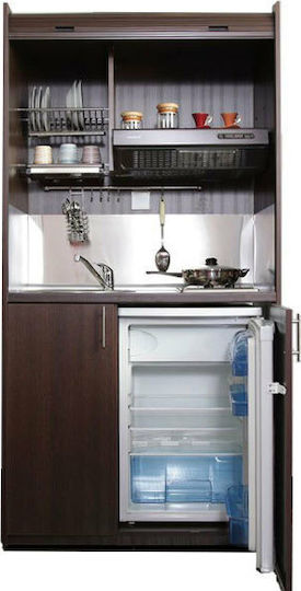 Silver K105 K105-Cherry Kitchenette with Left Sink Bowl 105x65x209cm Cherry