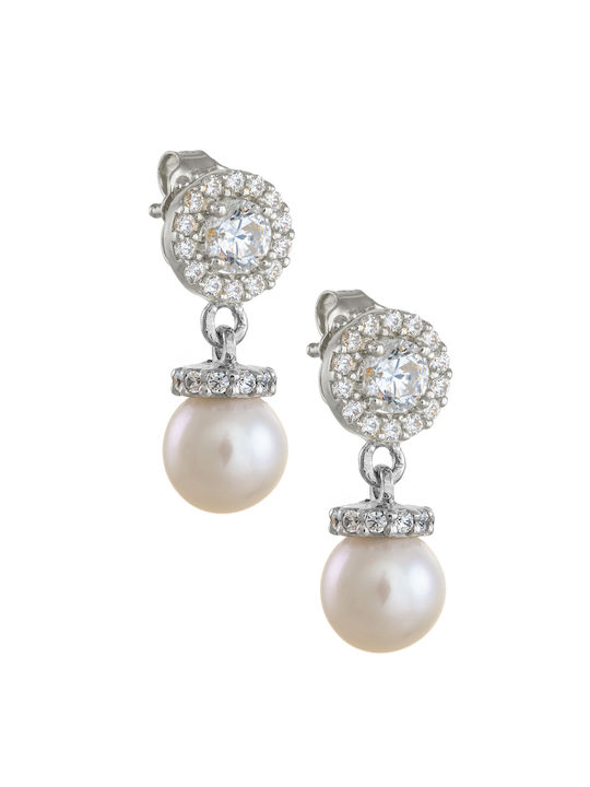 Earring in white gold 14K Pearl Drops