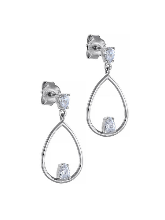 Earring in white gold 14K White Drops