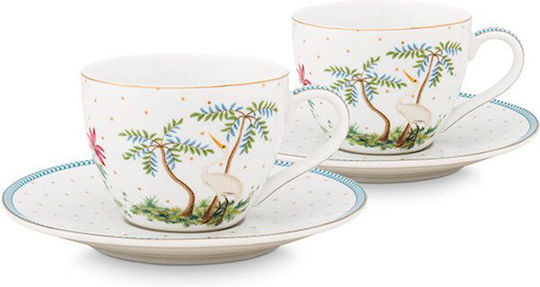 PiP Studio Jolie Dots Set of Cups Espresso Porcelain Gold 125ml 2pcs