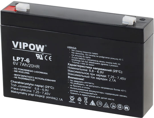 Vipow LP7-6 UPS Battery with Capacity 7Ah and Voltage 6V 1pcs