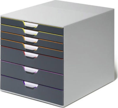 Durable Plastic Desktop Drawer 7 Number of Spit 28x35.6x29.2cm Gray Varicolor 1657607