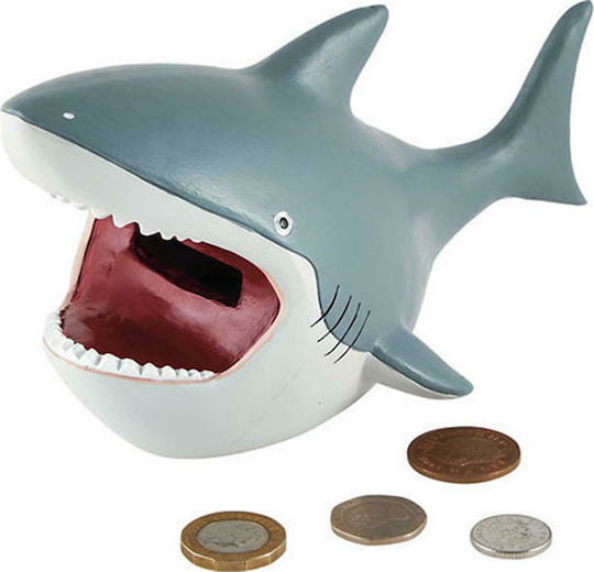 Floss & Rock 3D Shark Children's Money Box Plastic Grey 15x9.5cm
