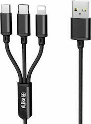 iLike USB to Lightning / Type-C / micro USB Cable 1.2m CCI02