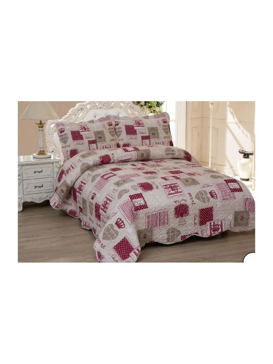Linea Home Royal Set Coverlet Single Microfiber Beige - Red 160x220cm 2pcs
