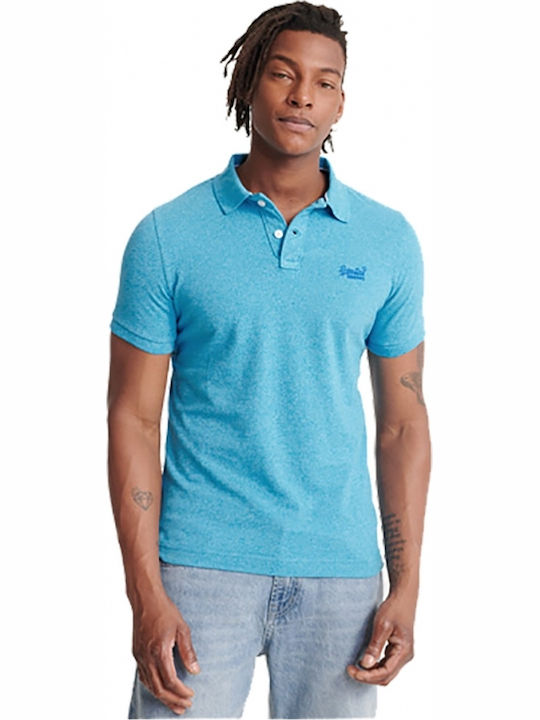 Superdry Classic Pique Men's Short Sleeve Polo Blouse Blue