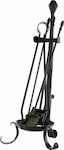 Zogometal 0670-Β17 Fireplace Tool Set with Stand Holder Black