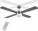 Life Norte 221-0205 Ceiling Fan 120cm with Light and Remote Control Silver