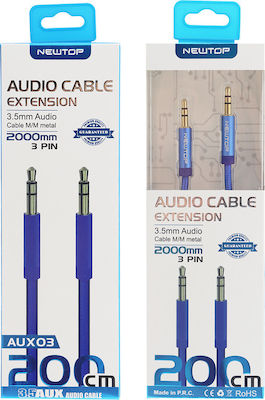 Newtop 3.5mm male - 3.5mm male Cable Blue 2m (AUX03)