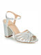 Menbur Women's Sandals Silver with Chunky High Heel