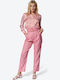 Damen Hoch tailliert Stoff Hose Rosa