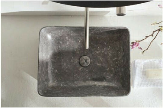 Fossil Jade Επικαθήμενος Νιπτήρας Μαρμάρινος 60x38x14cm Grey Marble