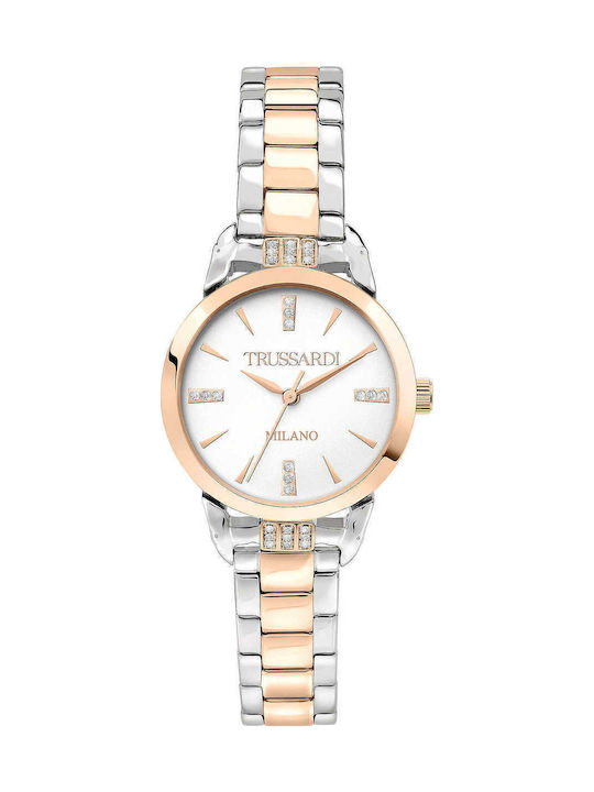 Trussardi T-Original Γυναικείο Ρολόι 28mm Μπαταρίας με Ροζ Χρυσό Ατσάλινο Μπρασελέ