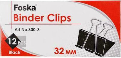 Foska Clip Metallic 32mm Black 12pcs