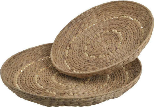 Inart Round Wicker Decorative Platters Set Brown 56x56x6cm 2pcs