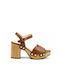 Wonders Platform Leather Women's Sandals Brown