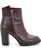 Robinson Leather Women's Ankle Boots with High Heel Burgundy