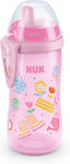 Nuk Kiddy Cup Flowers Εκπαιδευτικό Μπιμπερό Πλαστικό Pink Garden για 12m+ 300ml