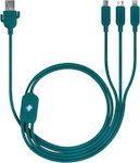 Legami Milano Regular USB to Lightning / Type-C / micro USB Cable Πράσινο 1m (Cactus)