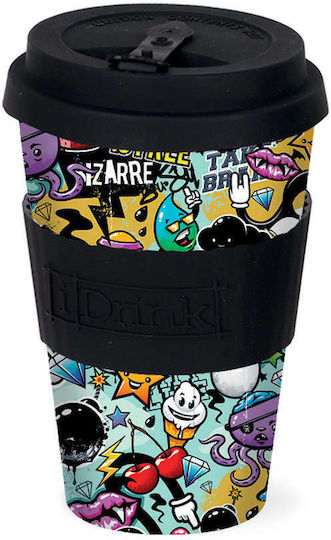 iDrink Urban Cană Bambus cu Capac Multicoloră 435ml