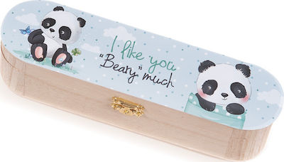 Christening Favor with Pencil Case Panda made of Wood