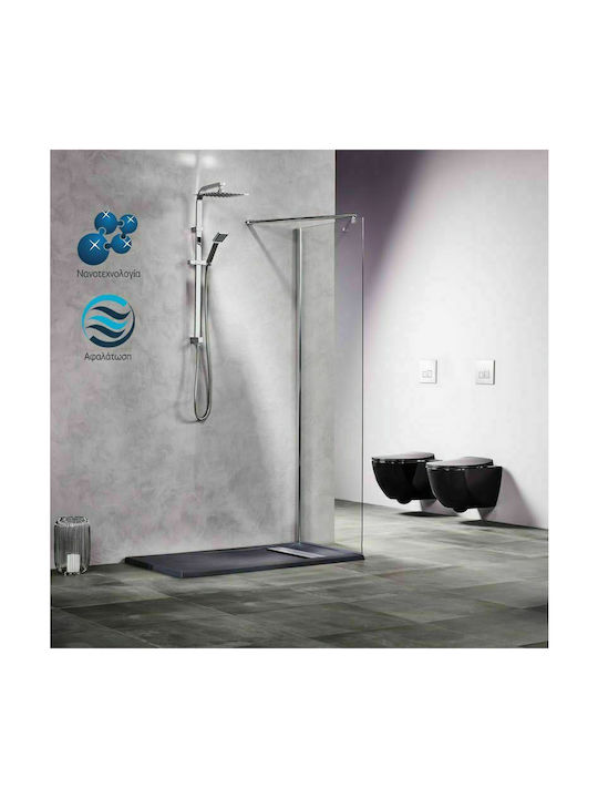 Tema Free Walk - In Duschwand für Dusche 90x180cm Klarglas Chrom