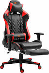 Raptor Spectre Artificial Leather Gaming Chair with Adjustable Arms and Footrest Red