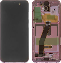 Samsung Service Pack Mobile Phone Screen Replacement with Frame andTouch Mechanism for Galaxy S20 (Pink)