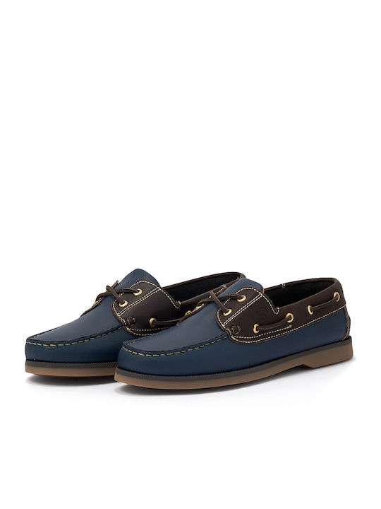 Men's Leather Boat Shoes Blue
