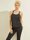 Guess Women's Athletic Blouse Spaghetti Strap Black