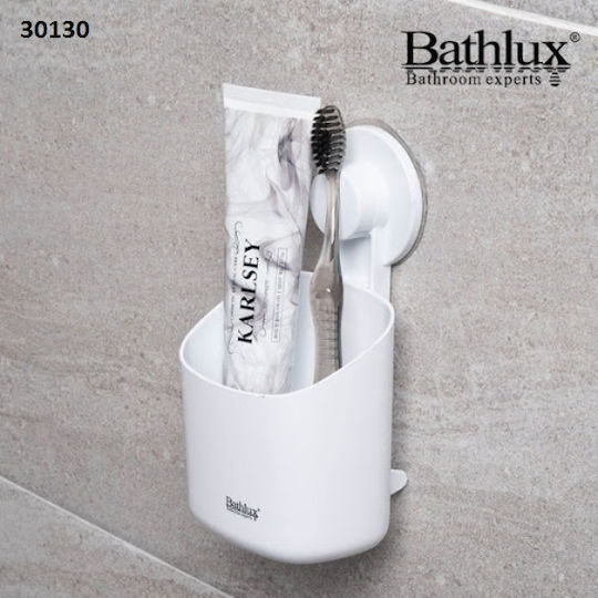 87001BRX45WH Ποτηροθήκη Επιτοίχια Πλαστική με Βεντούζα Λευκή