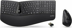 Perixx PERIDUO-605 - Ergonomic Fără fir Set tastatură și mouse Engleză US